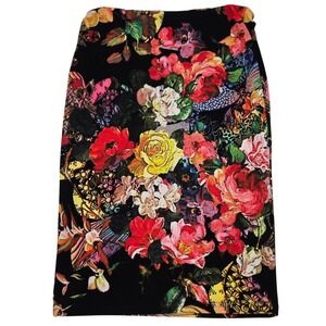Valia Skirt M Floral Pencil Midi Colorful Maximalist Made in Canada Stretch